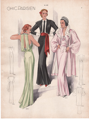 Chic Parisien art deco fashion illustrations 1936